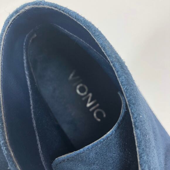 Vionic Ankle Boots 8 Zenda Blue Suede Leather Heeled Booties Lace Up Orthaheel - Picture 7 of 11